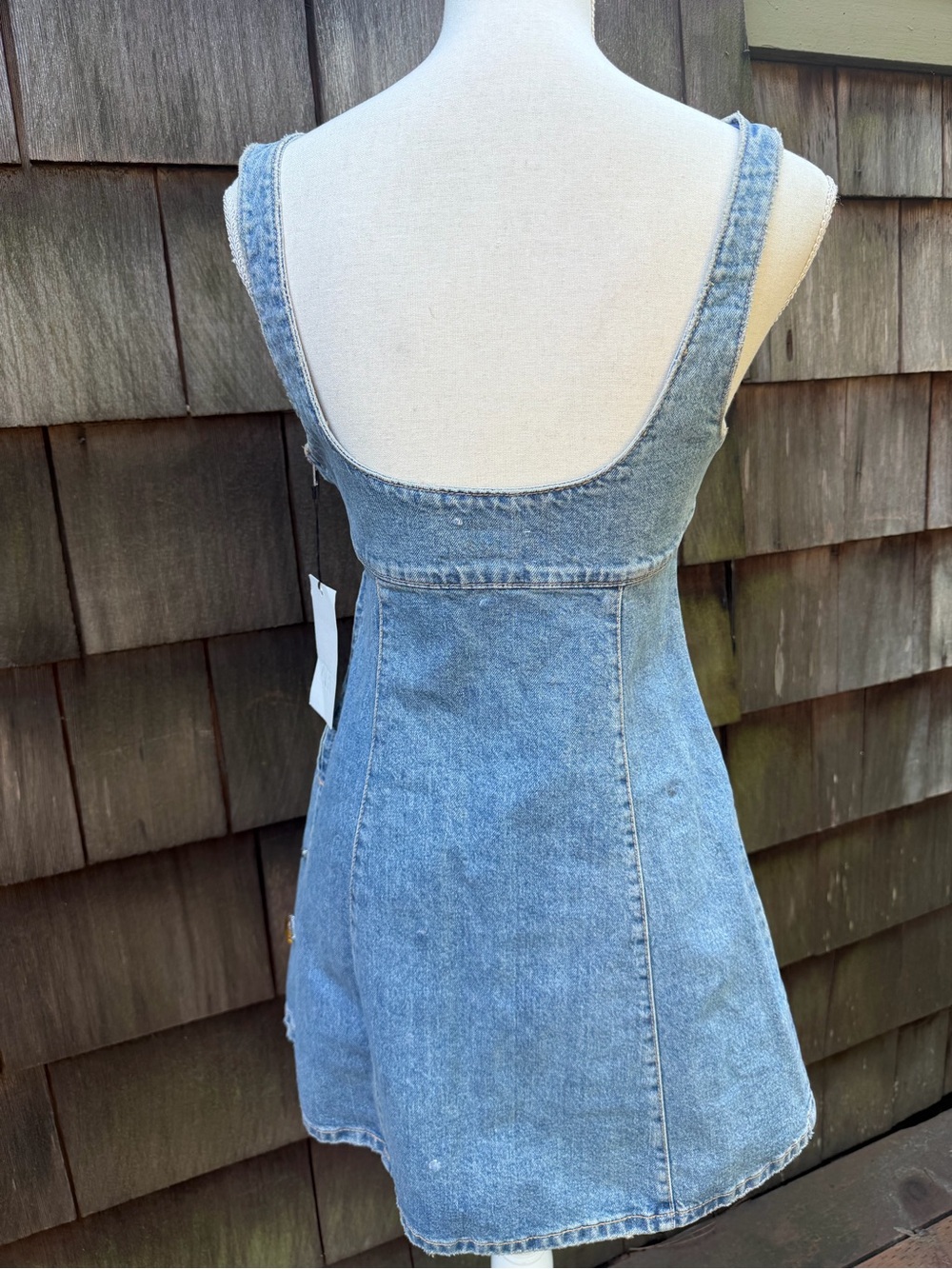 ZARA blue denim mini dress with rhinestones sleeveless Sz M NWT. - Picture 2 of 11